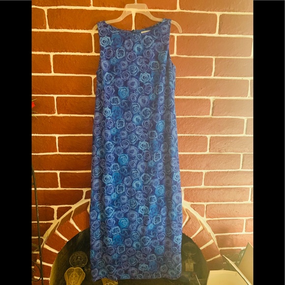 Jessica Howard Blue Roses Long Dress - Picture 1 of 5